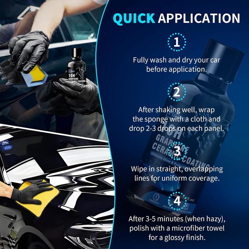 POLIXEL 10H Ceramic Coating, Premier Paint Protective Sealer with Super Hardness Ceramic Top Coat for Rain Repellent, Scratch Resistant, High Gloss Finish & Years Longer Protection than Wax -1.7oz - Image 5
